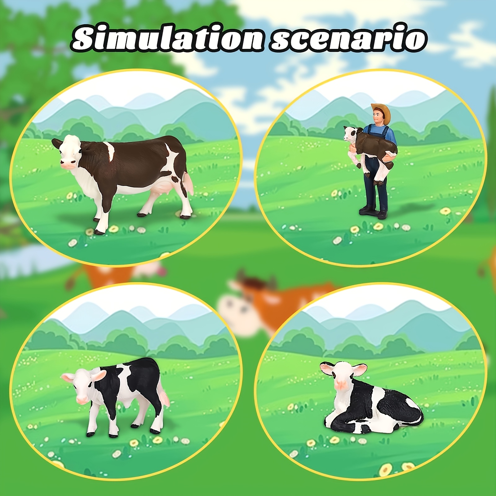 농장 농부와 소 모델 4개 세트 농업 테마 수집품 어린 - Agriculture Farming Education 리뷰 및 가격